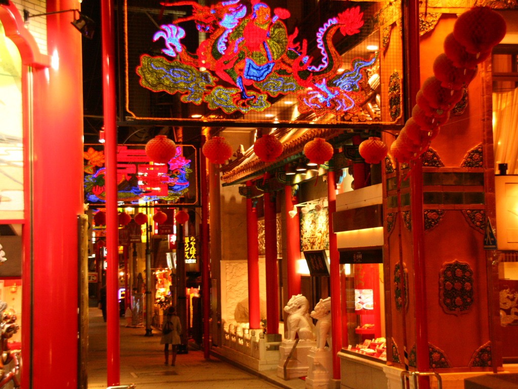 無料壁紙 無料素材 長崎 新地中華街 孔子廟 中国風電飾 イルミネーション