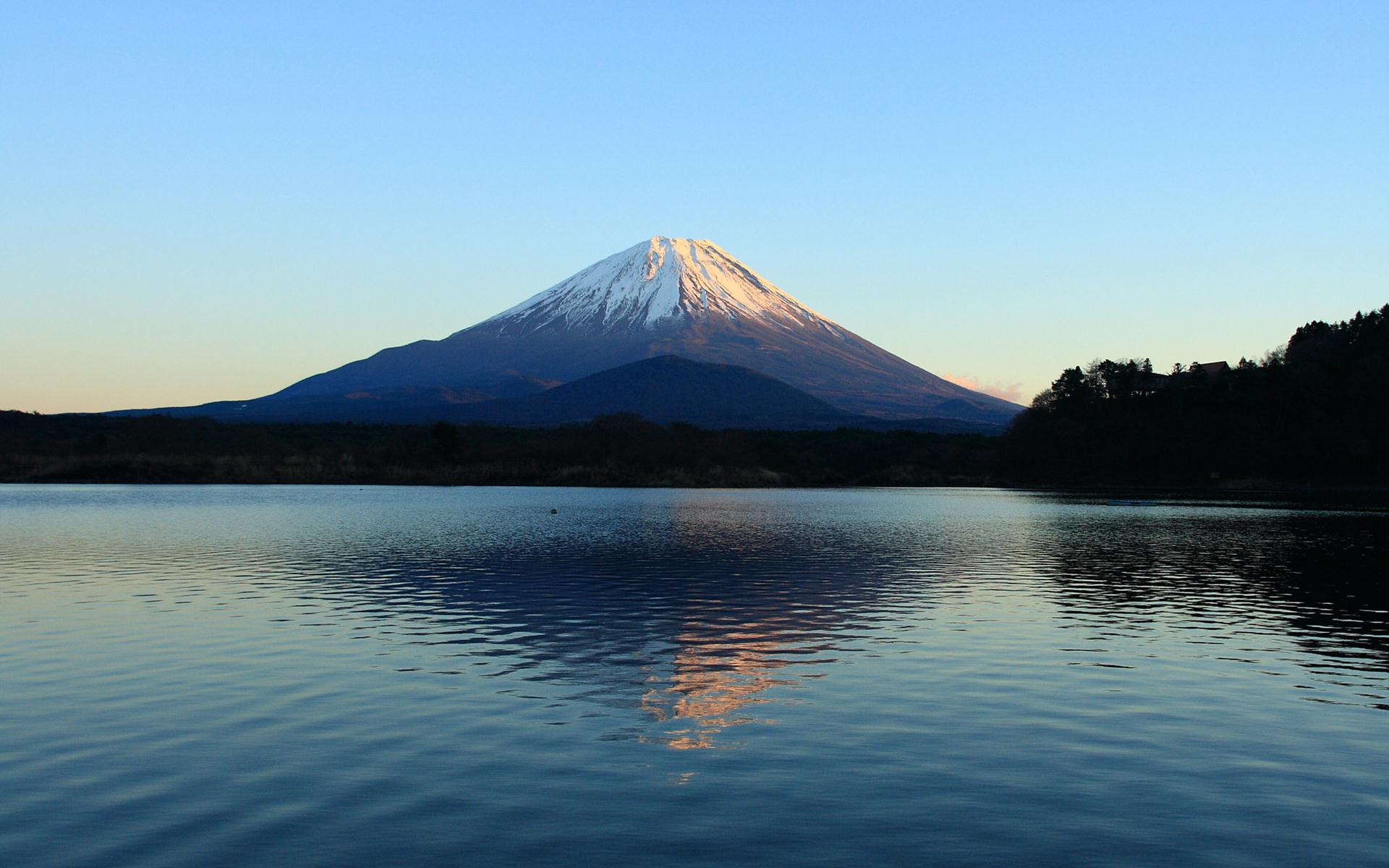 富士山の壁紙 写真素材 精進湖から見た富士山