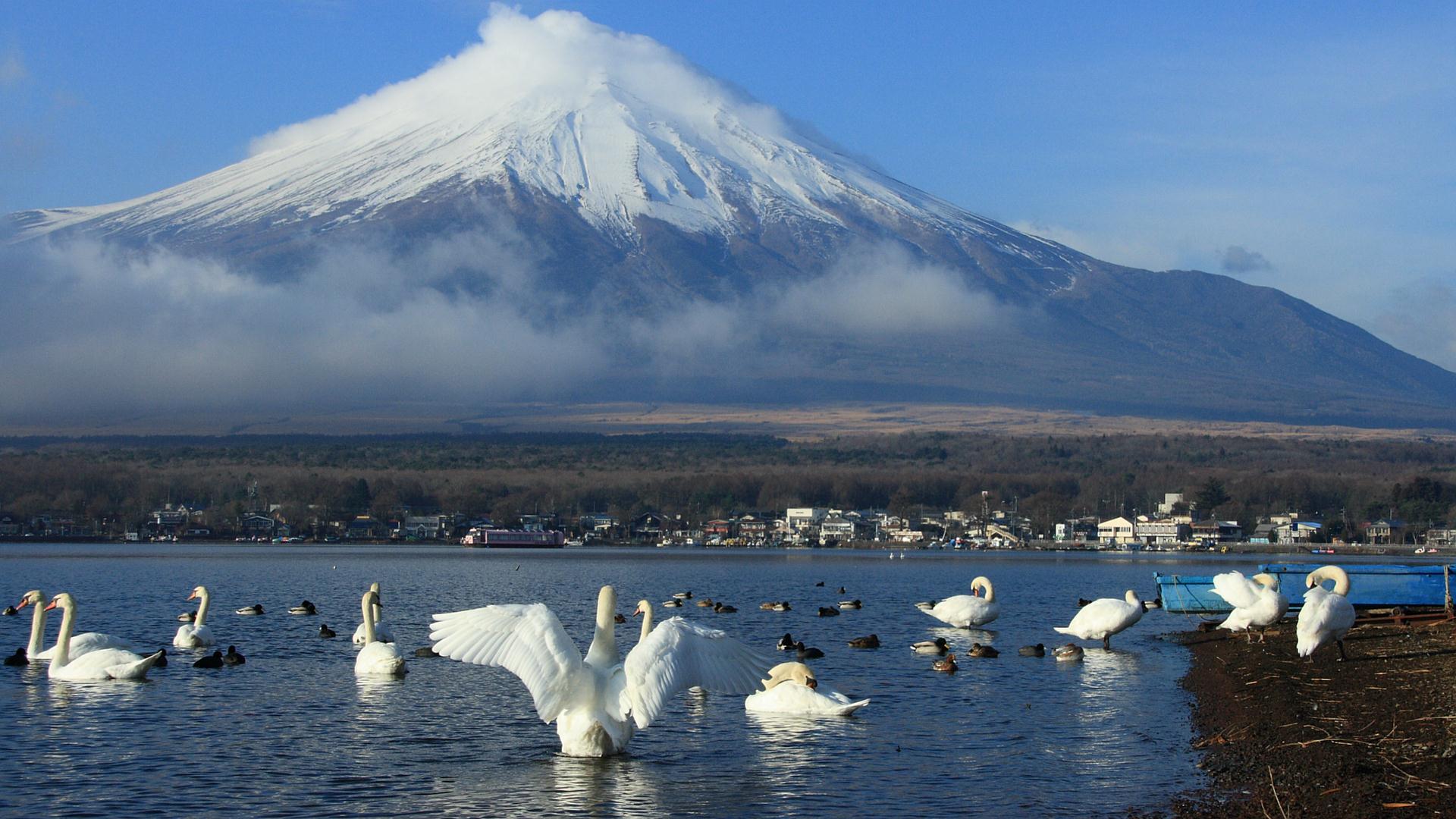 富士山の壁紙 写真素材 山中湖から見た富士山