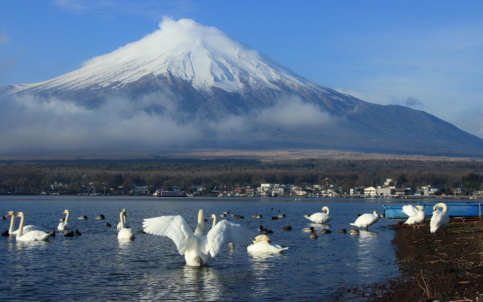 富士山の壁紙 写真素材 山中湖から見た富士山