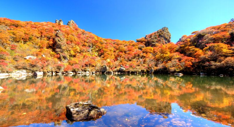 九重大船山御池の紅葉 無料壁紙フリー写真素材集